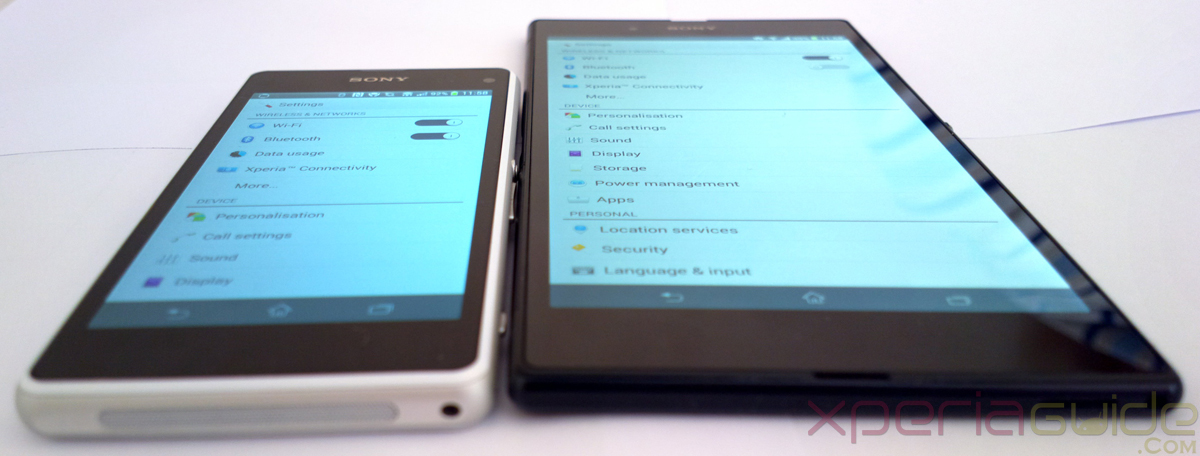 Xperia Z1 Compact vs Xperia Z Ultra Screen 