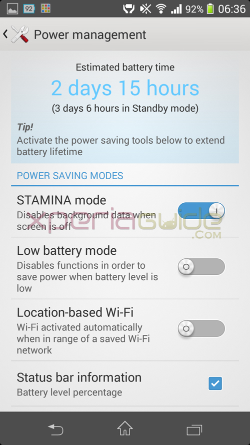 Xperia TX Stamina Mode 9.2.A.0.295 firmware