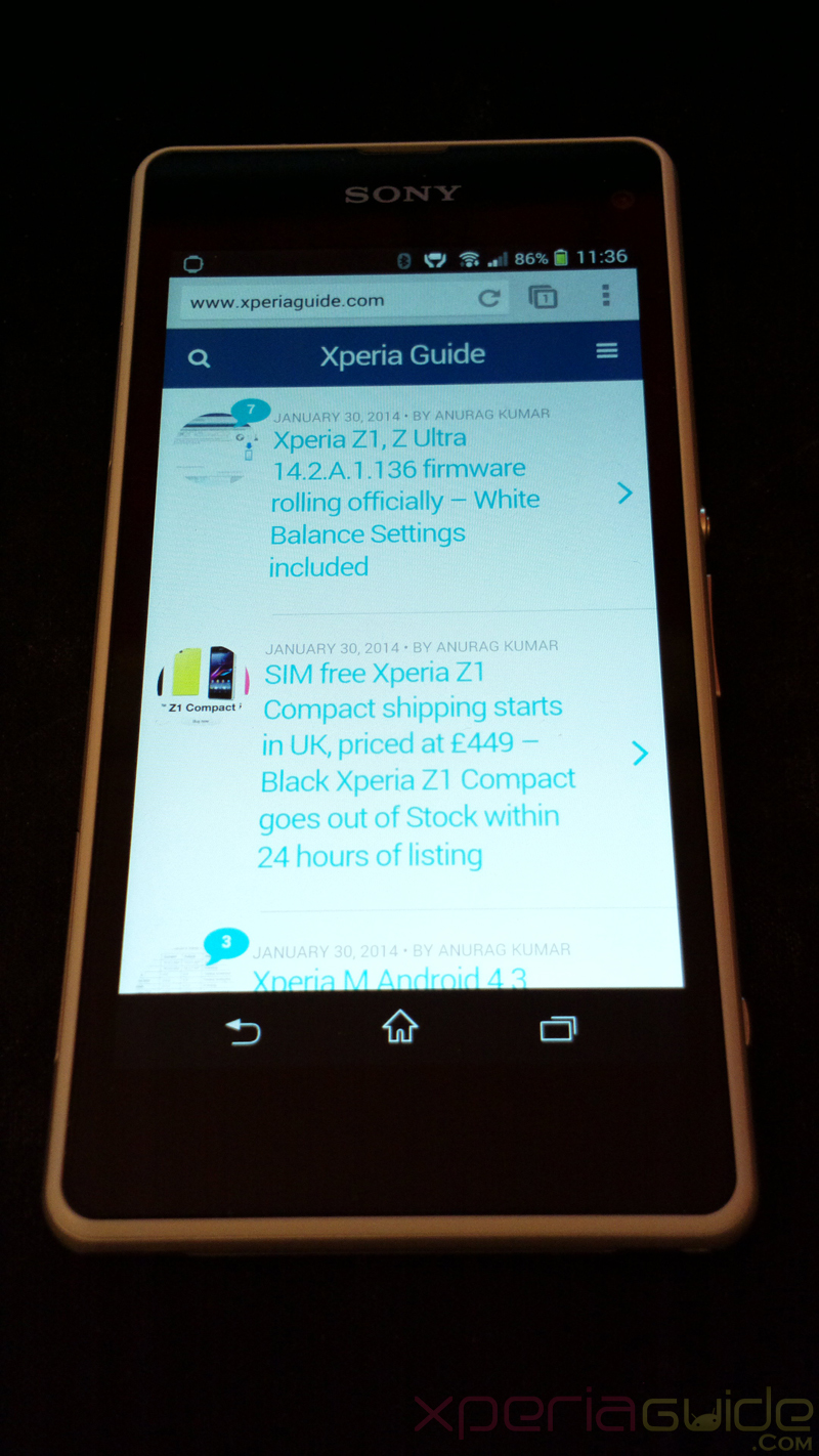 Xperia Z1 Compact Default browser
