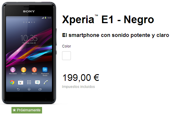 Xperia E1 Price in Spain