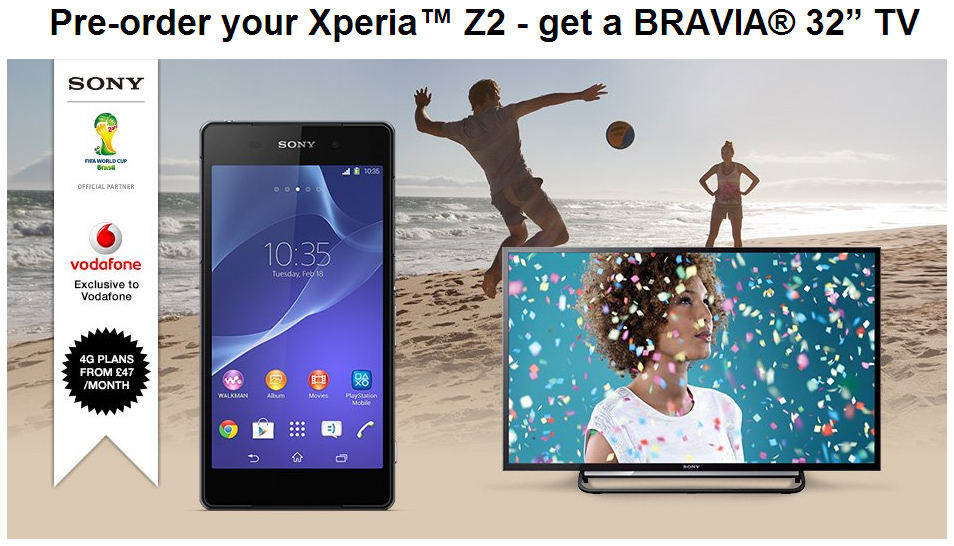 Pre-Order Xperia Z2 4G from Vodafone UK