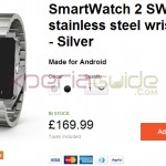 Sony SmartWatch 2 with Silver steel wristband priced at £169 in UK, €199 in France, Germany, Italy