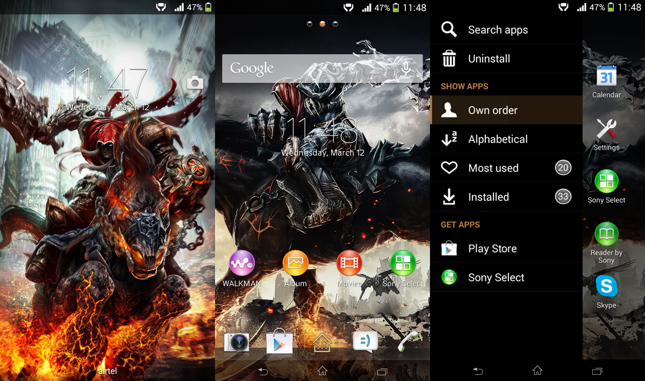 Xperia Darksiders custom theme