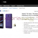 Xperia E1 Dual listed on Sony India site – Coming soon on 10 March for 10490 INR