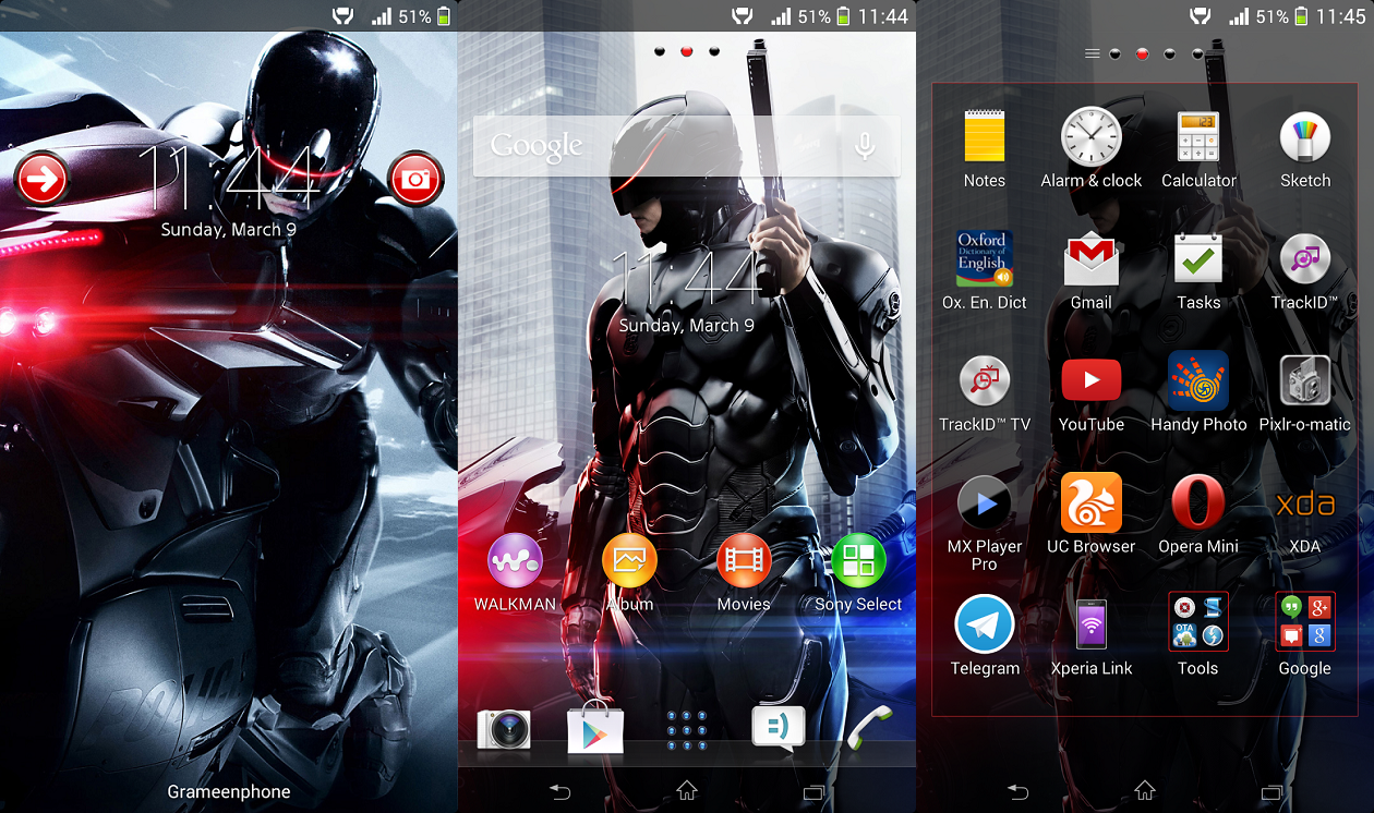 Xperia Robocop custom theme