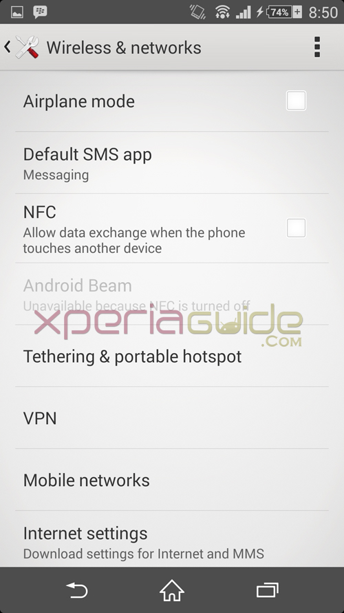 Xperia Z1 14.3.A.0.681 Default SMS App settings