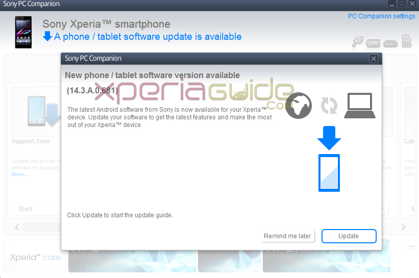Xperia Z1 14.3.A.0.681 PC Companion Update India