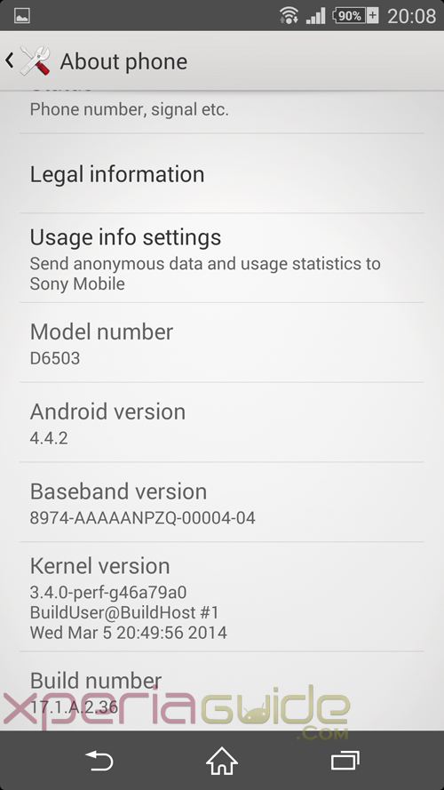 Xperia Z2 17.1.A.2.36 firmware