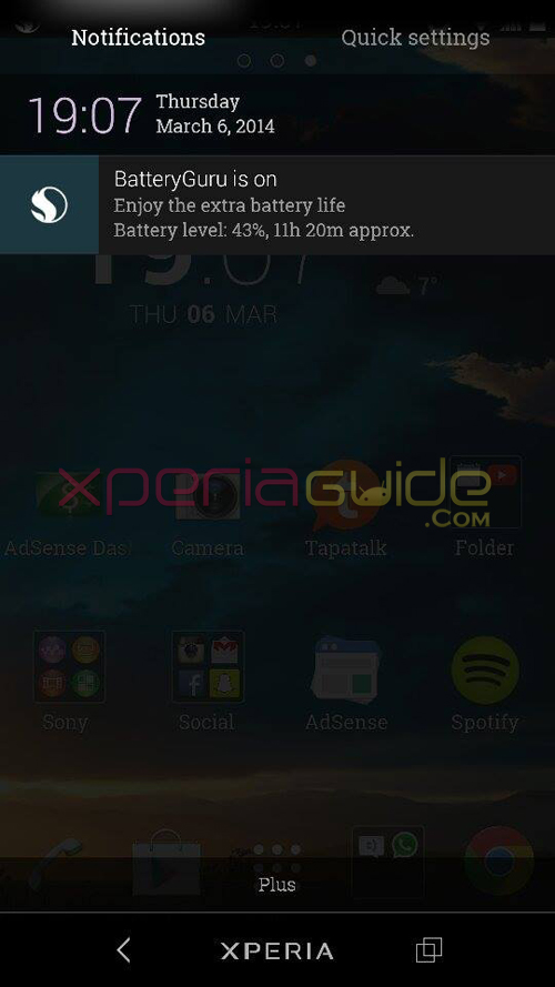 Xperia Z2 2 Tabs options