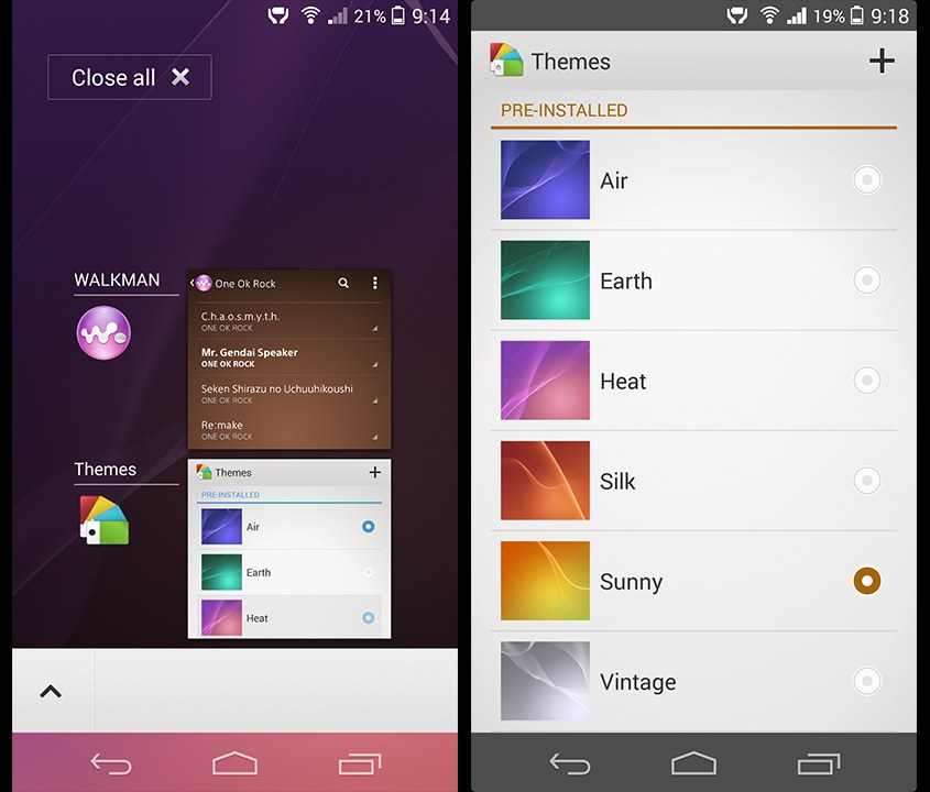 Xperia Z2 KitKat themes