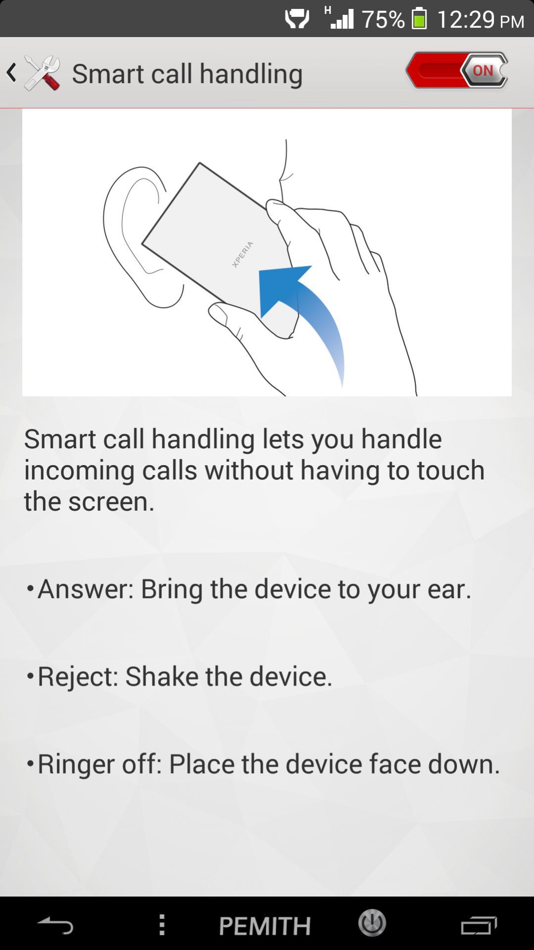 Xperia Z2 Smart call handling port