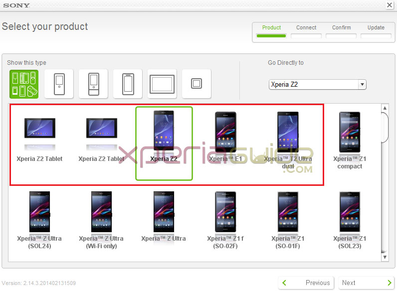 Xperia Z2 Sony Update Service