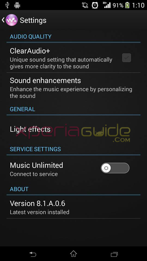 Xperia Z2 Walkman 8.1.A.0.4 app