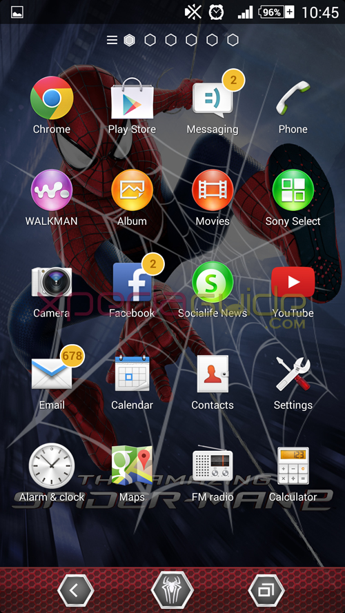 Xperia Amazing Spider Man theme Home launcher