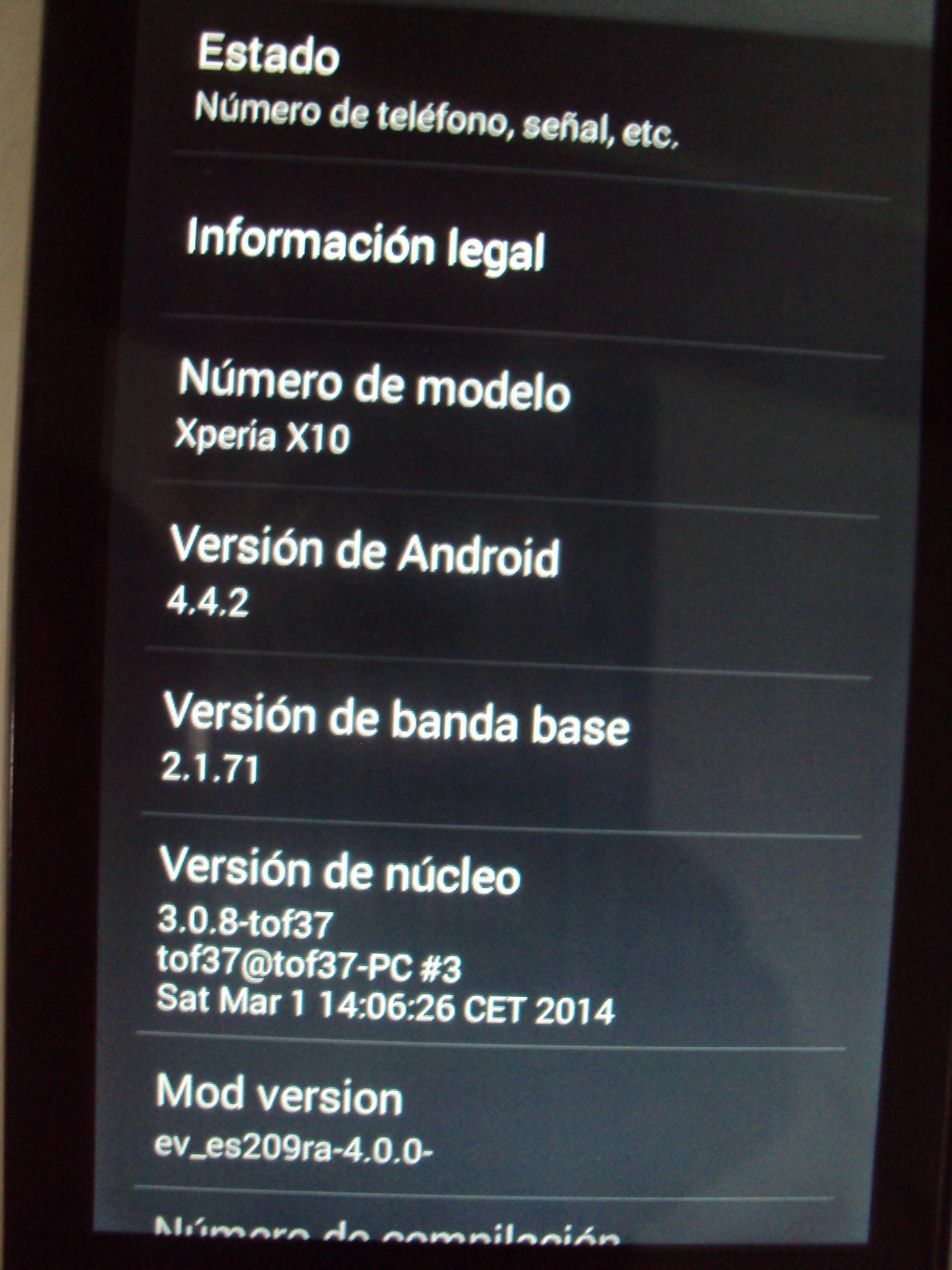 Xperia X10 KitKat 4.4.2 Kernel Details