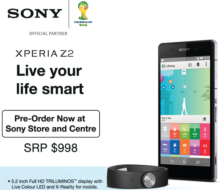 Pre order Xperia Z2 in Singapore for SRP $998