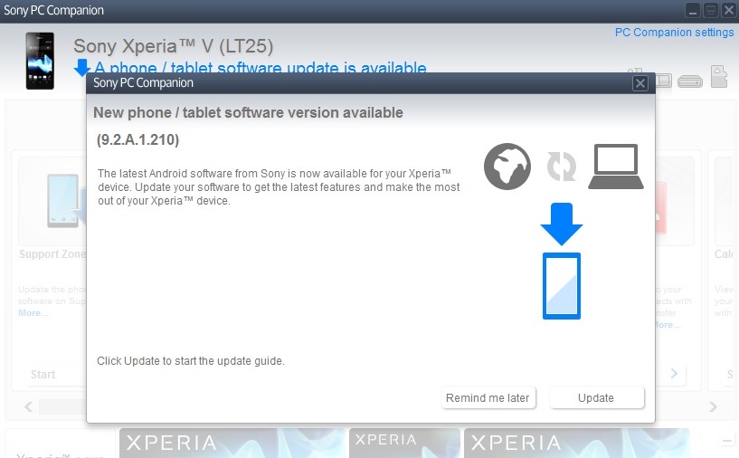Xperia V 9.2.A.1.210 firmware update