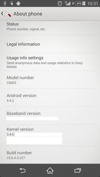 Xperia Z Leaked 10.5.A.0.227 firmware KitKat