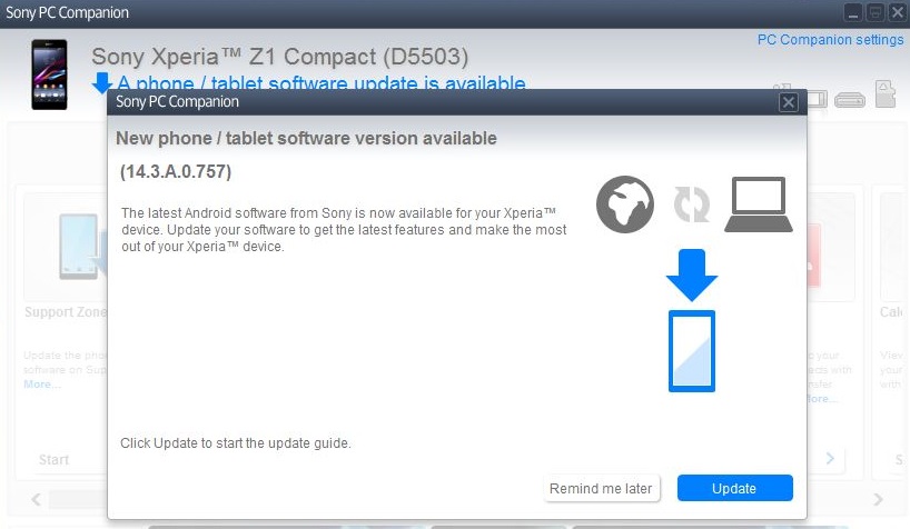 Xperia Z1 Comapct 14.3.A.0.757 firmware update
