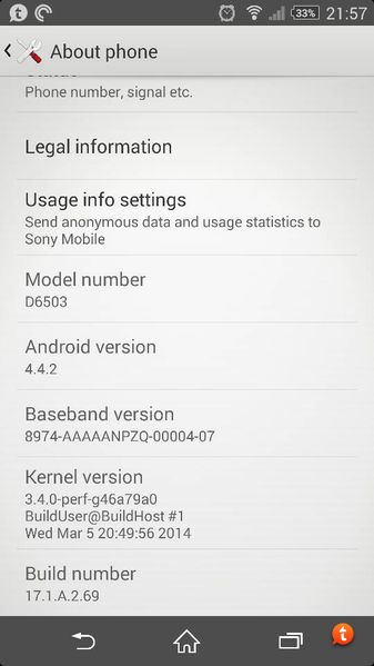 Xperia Z2 17.1.A.2.69 firmware