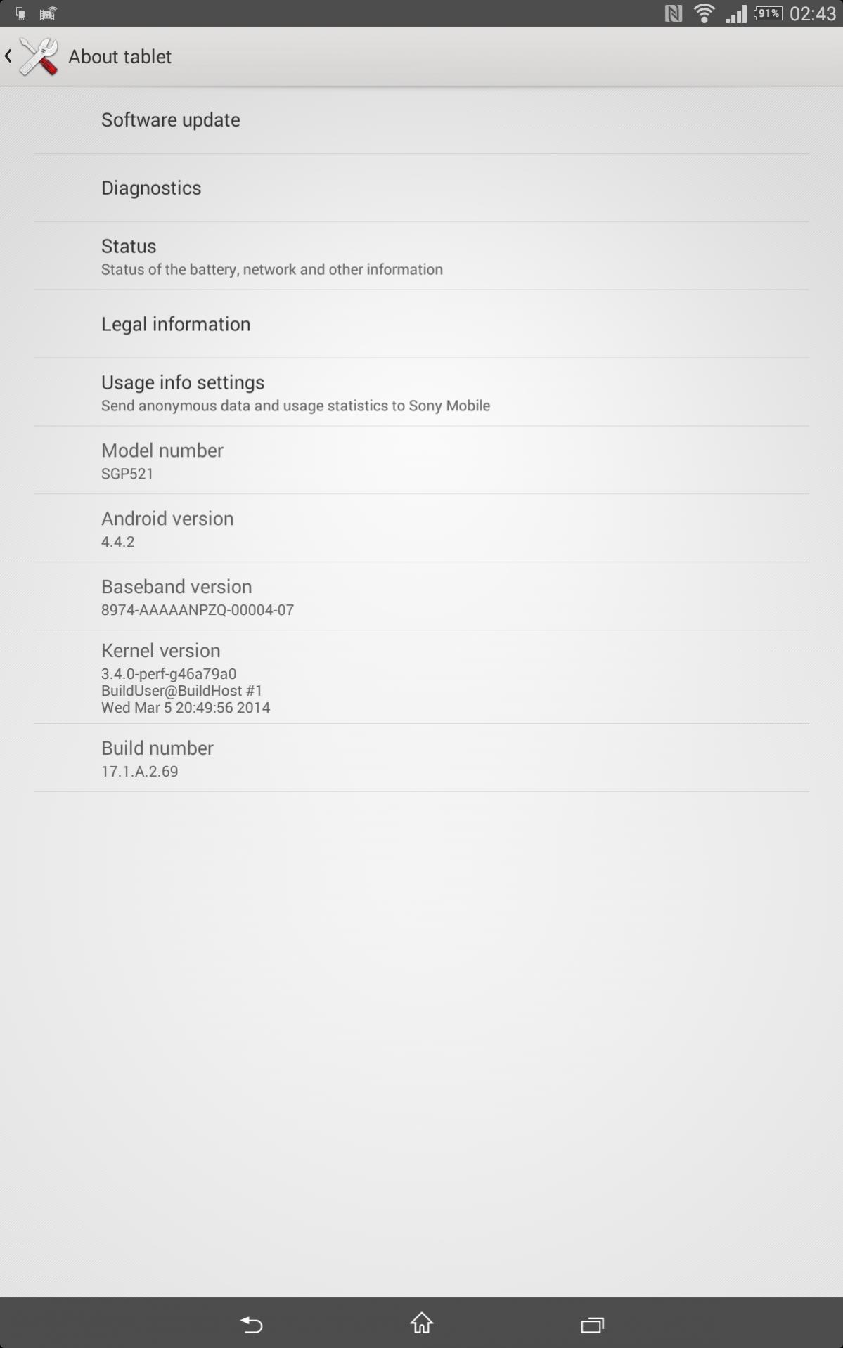 17.1.A.2.69 firmware Xperia Z2 Tablet