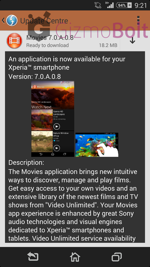 Sony Movies 7.0.A.0.8 app