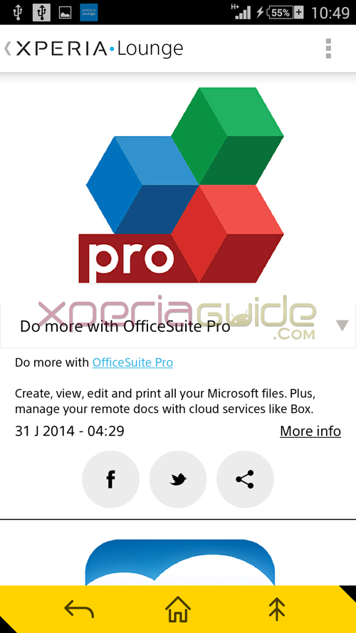 Download OfficeSuite Pro apk on Xperia Z1