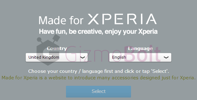 Made for Xperia website Europe regions