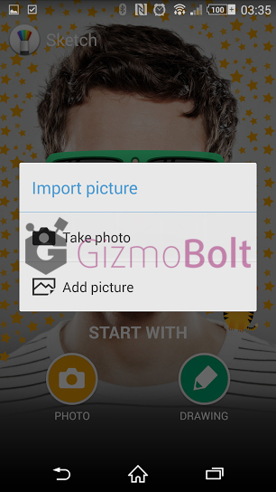 Sketch app 4.1  Import Pictures option