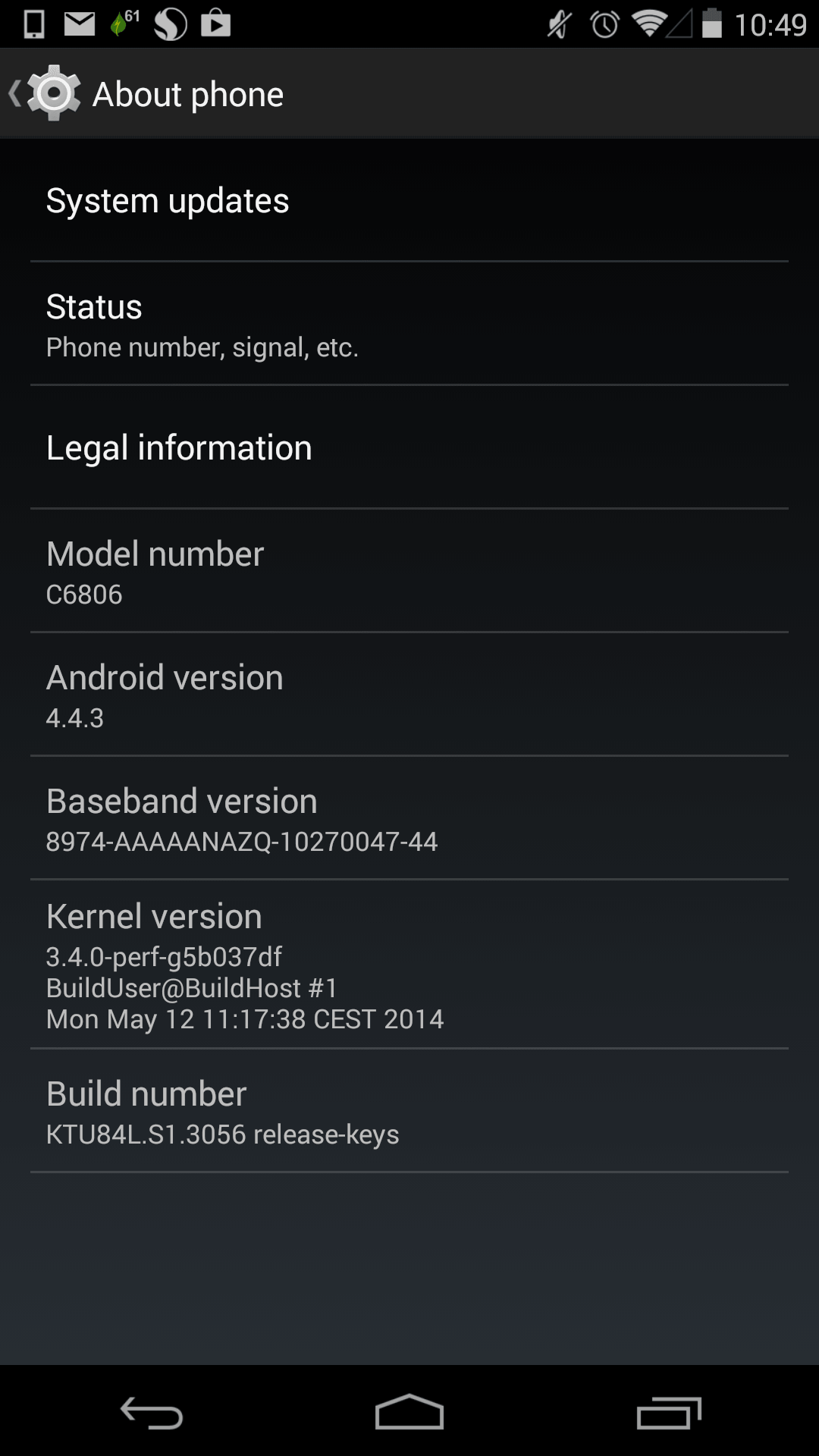 Sony Z Ultra Android 4.4.3 KTU84L.S1.3056 