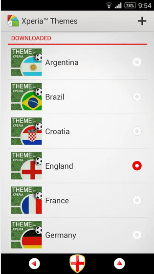 Xperia FIFA Theme England, Spain, Potugal, Brazil