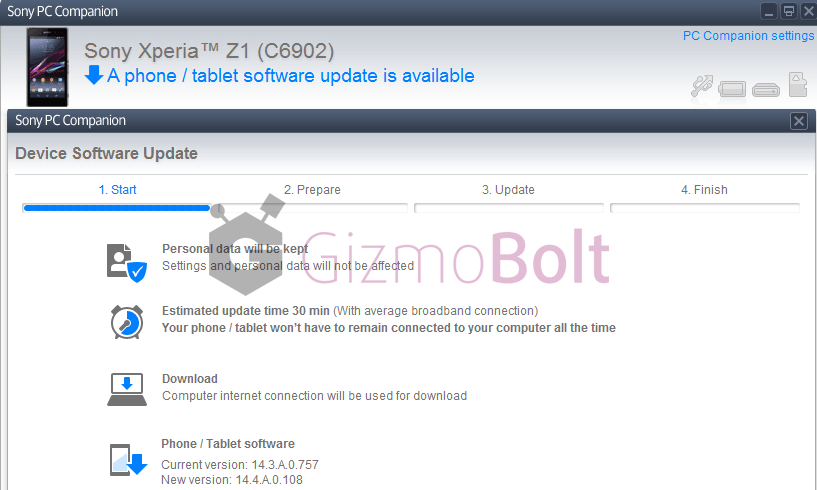 Xperia Z1 14.4.A.0.108  PC Companion