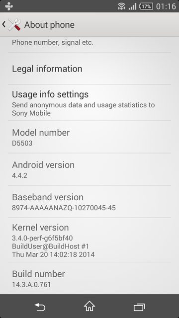 Xperia Z1 D5503 14.3.A.0.761 firmware