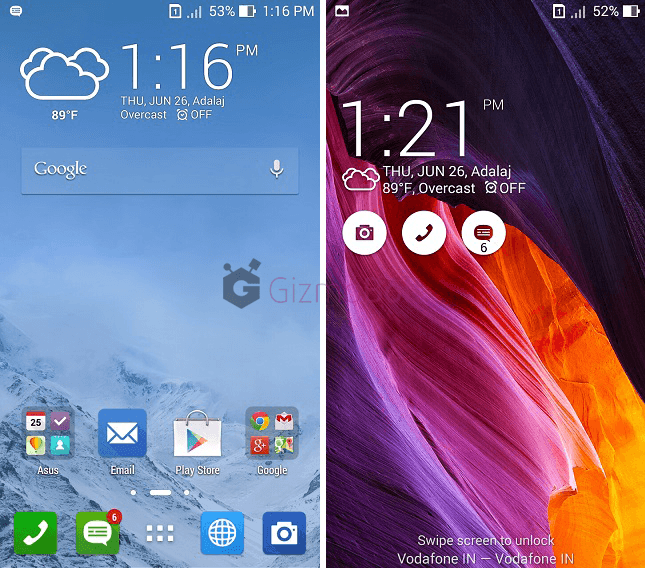 Asus Zenfone 5 home and lock screen