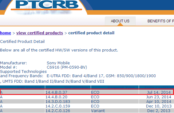 14.4.B.0.37 firmware Xperia Z1S C6916