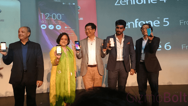 ASUS CEO and MD with Arjun Kapoor at the launch of Zenfone.