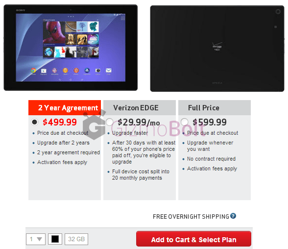 Buy Verizon Xperia Z2 Tablet