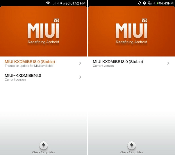 Xiaomi Mi 3 MIUI KXDMIBE18.0 update