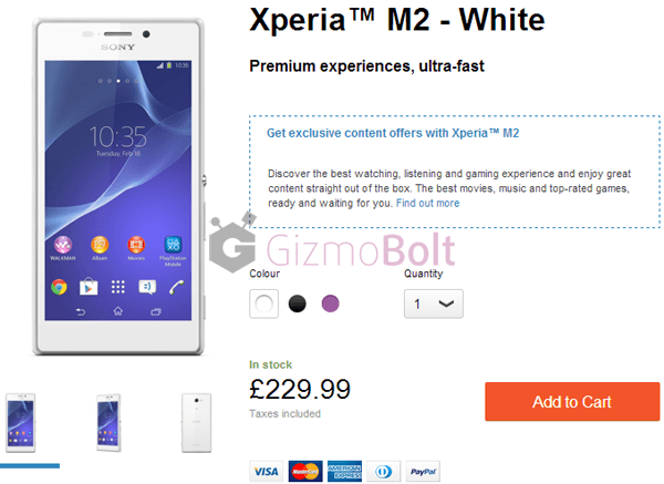 Xperia M2 available in UK