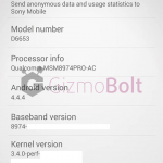 Sony D6653 Xperia Z3 about phone screenshot leaked with S801 processor