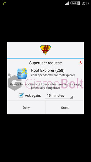 SU rights to Root Explorer app