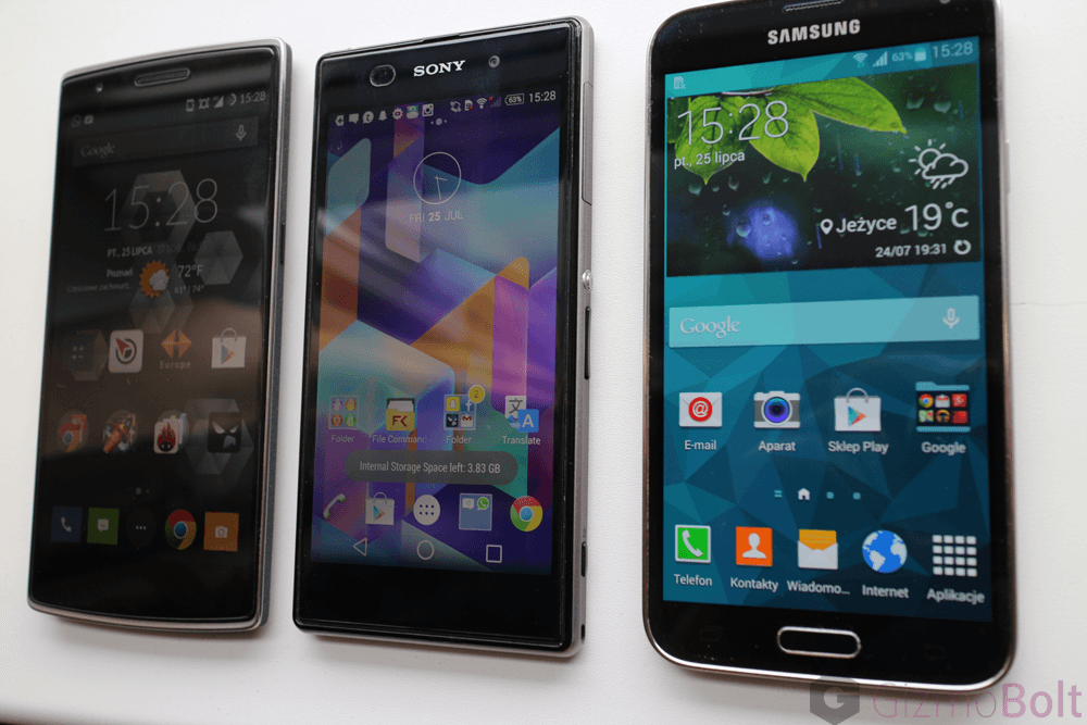 Galaxy S5 vs OnePlus One vs Xperia Z1 viewing angles comparison