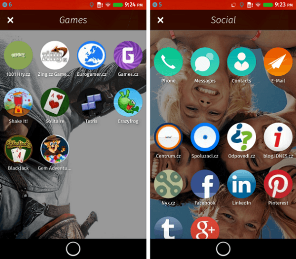 Firefox OS Xperia SP Menu options