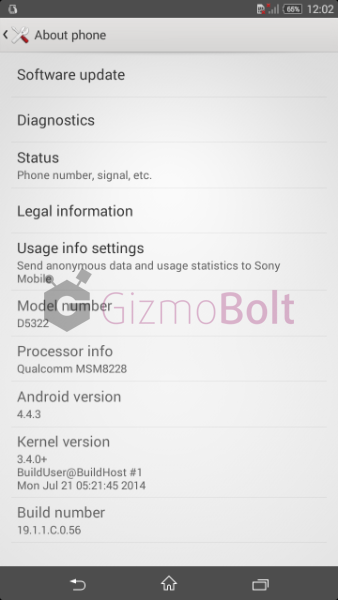 19.1.1.C.0.56 firmware screenshot leaked android 4.4.3