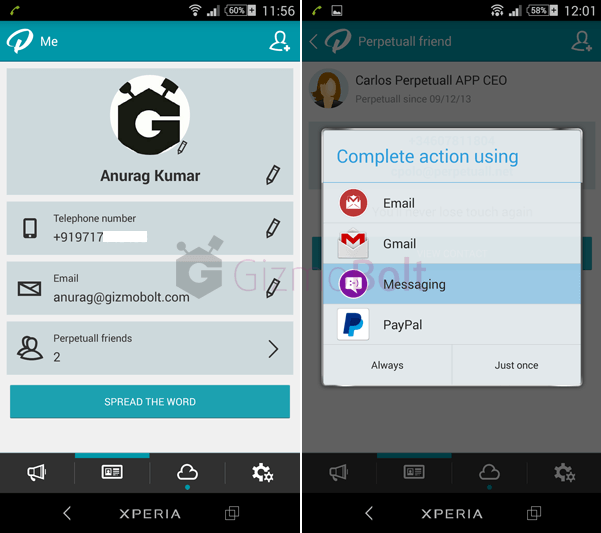 PERPETUALL contacts updated android app