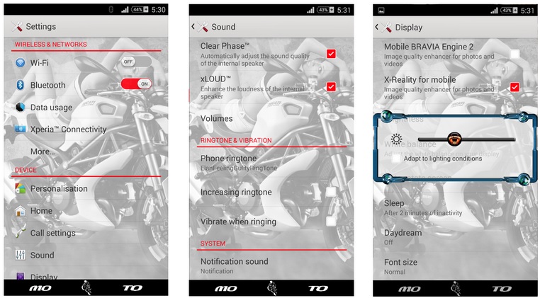 Xperia Moto Love theme UI