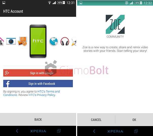 HTC Zoe Beta App