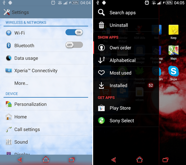 Download Xperia REDlow theme