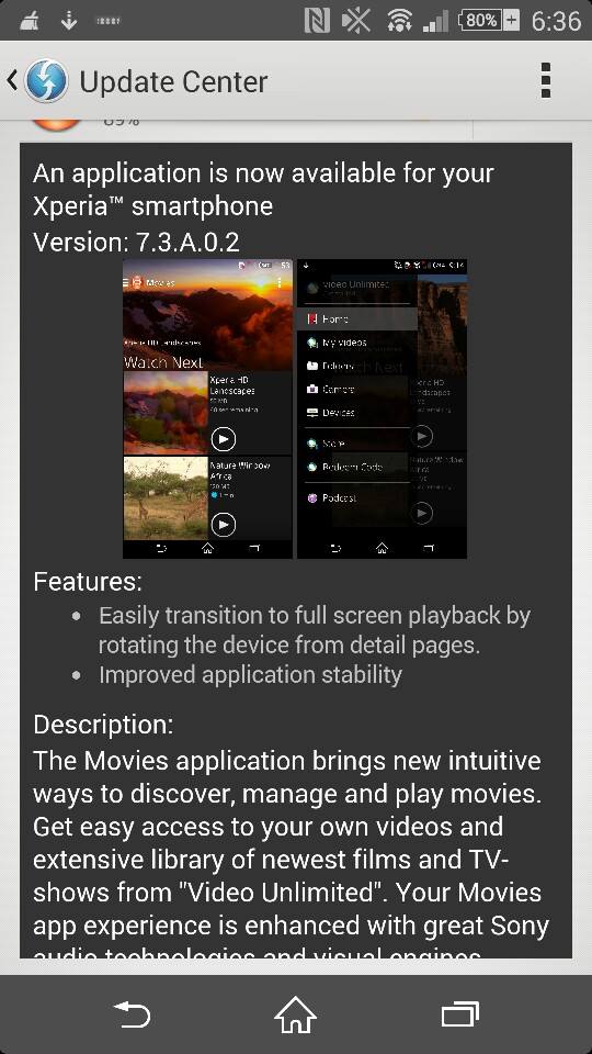 Movies 7.3.A.0.2 app