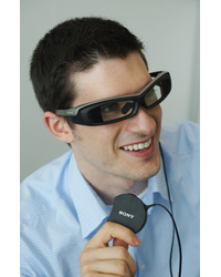 Person wearing Sony SmartEyeglass development prototype